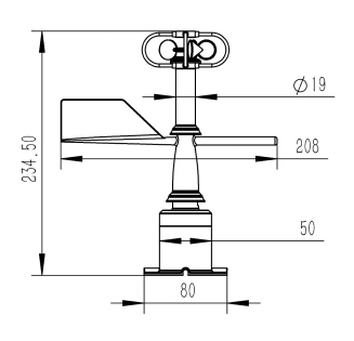 Sensor de velocidad y dirección del viento Dimensiones