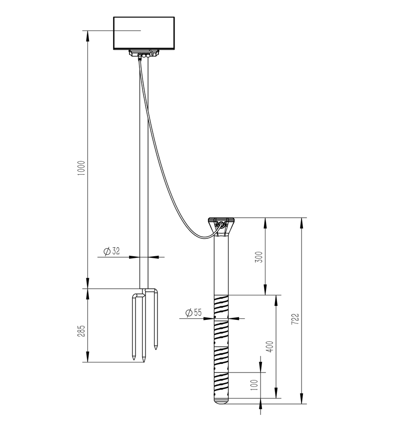 Estación tubular de humedad del suelo Dibujo dimensional