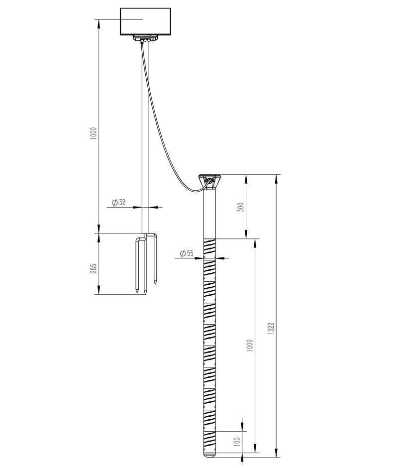 Monitor automático de humedad del suelo Dibujo dimensional