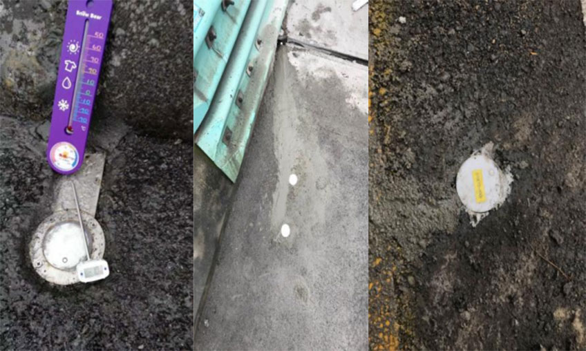 Sensor de hielo en carretera Foto real